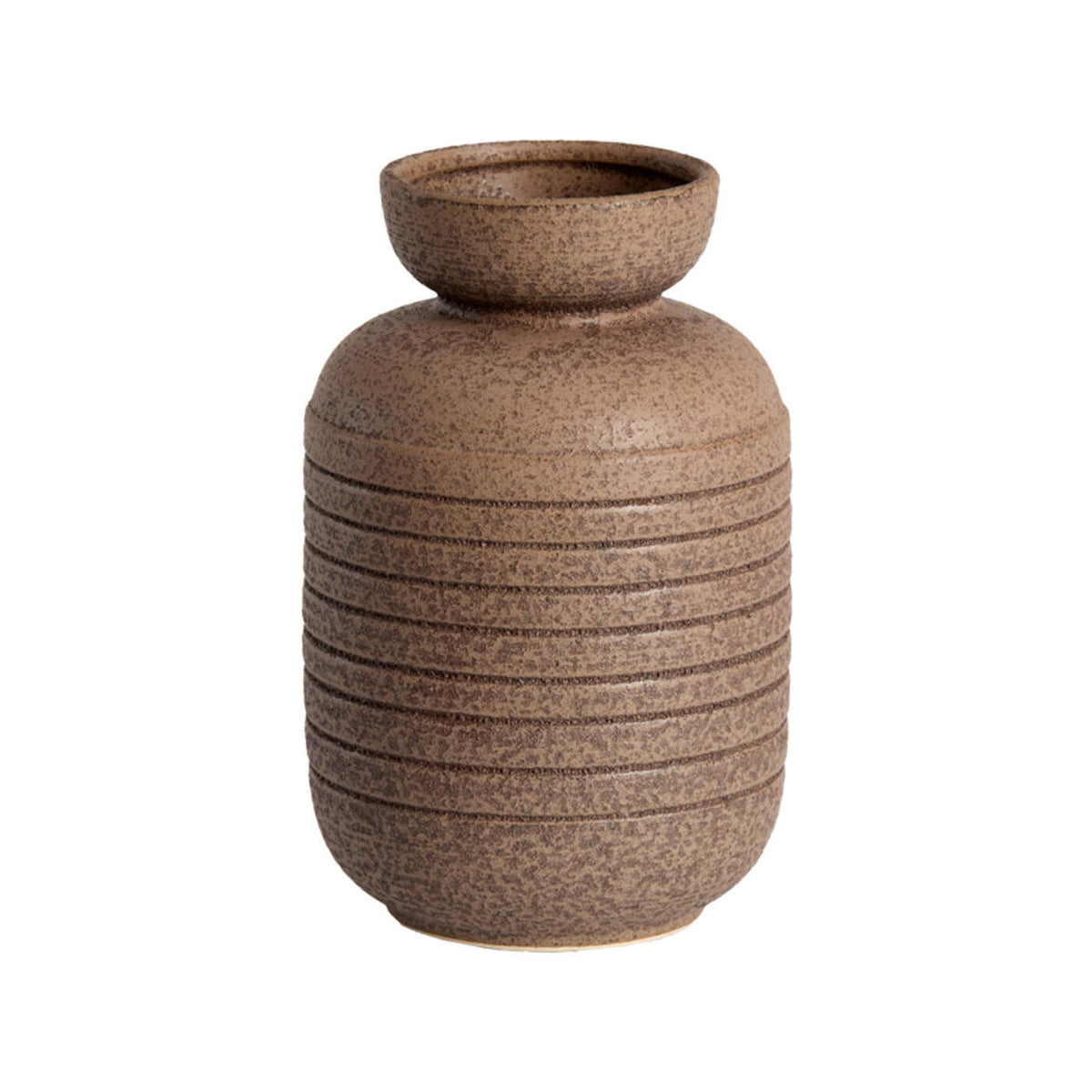 Arpino Matt Dark Brown Ribbed Ceramic Vase 26cm
