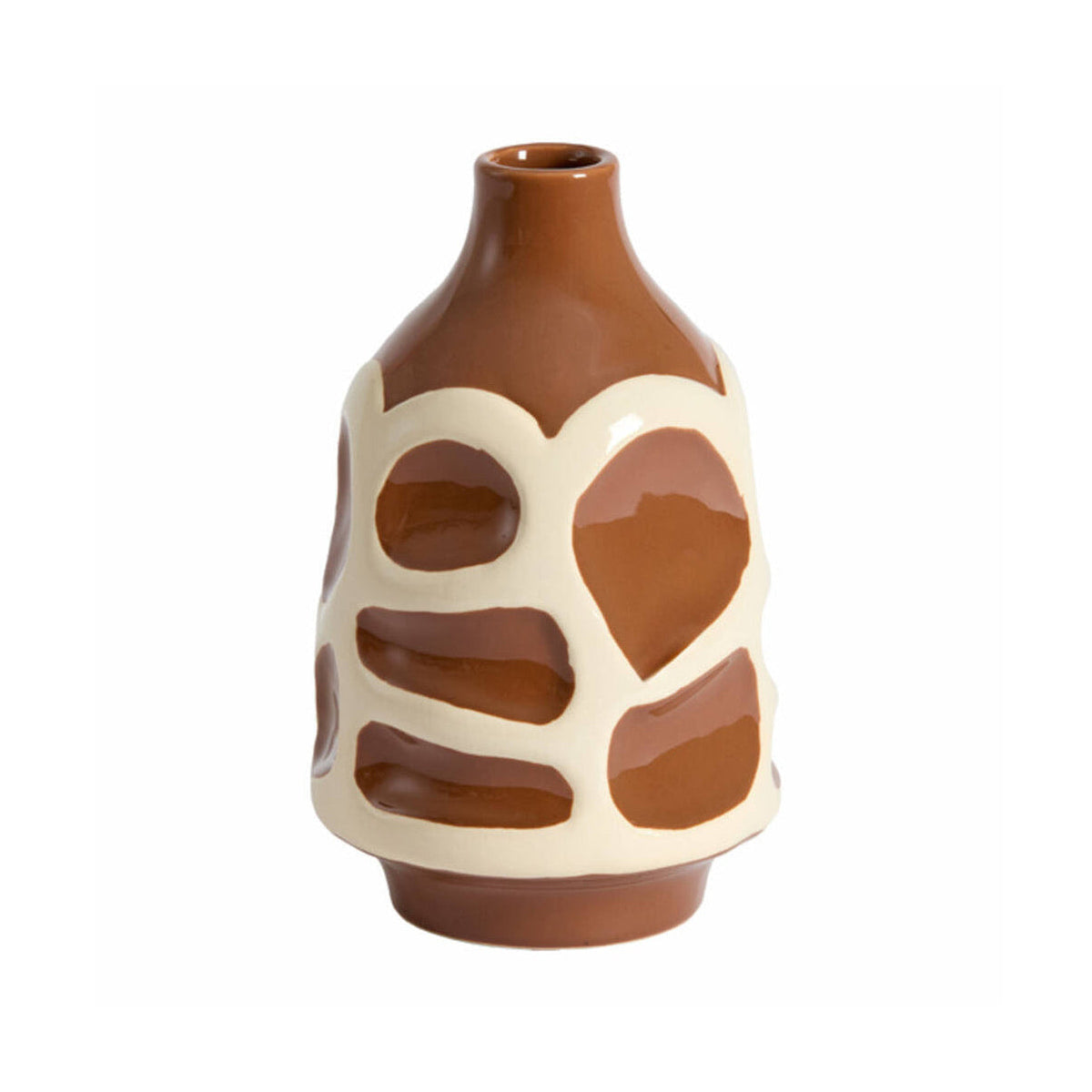 Sinice Brown & Cream Abstract Ceramic Vase