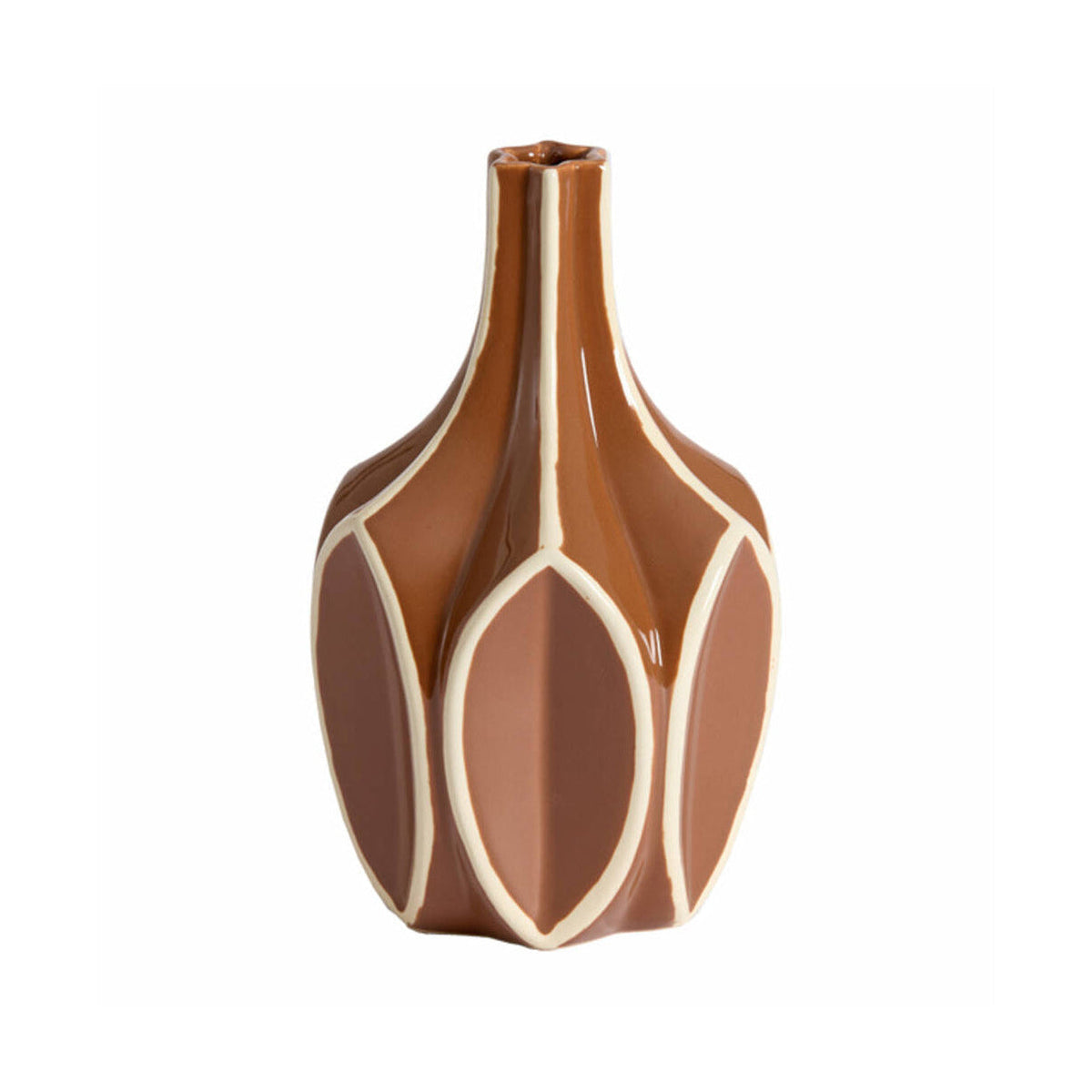 Bolene Brown & Cream Geometric Ceramic Vase