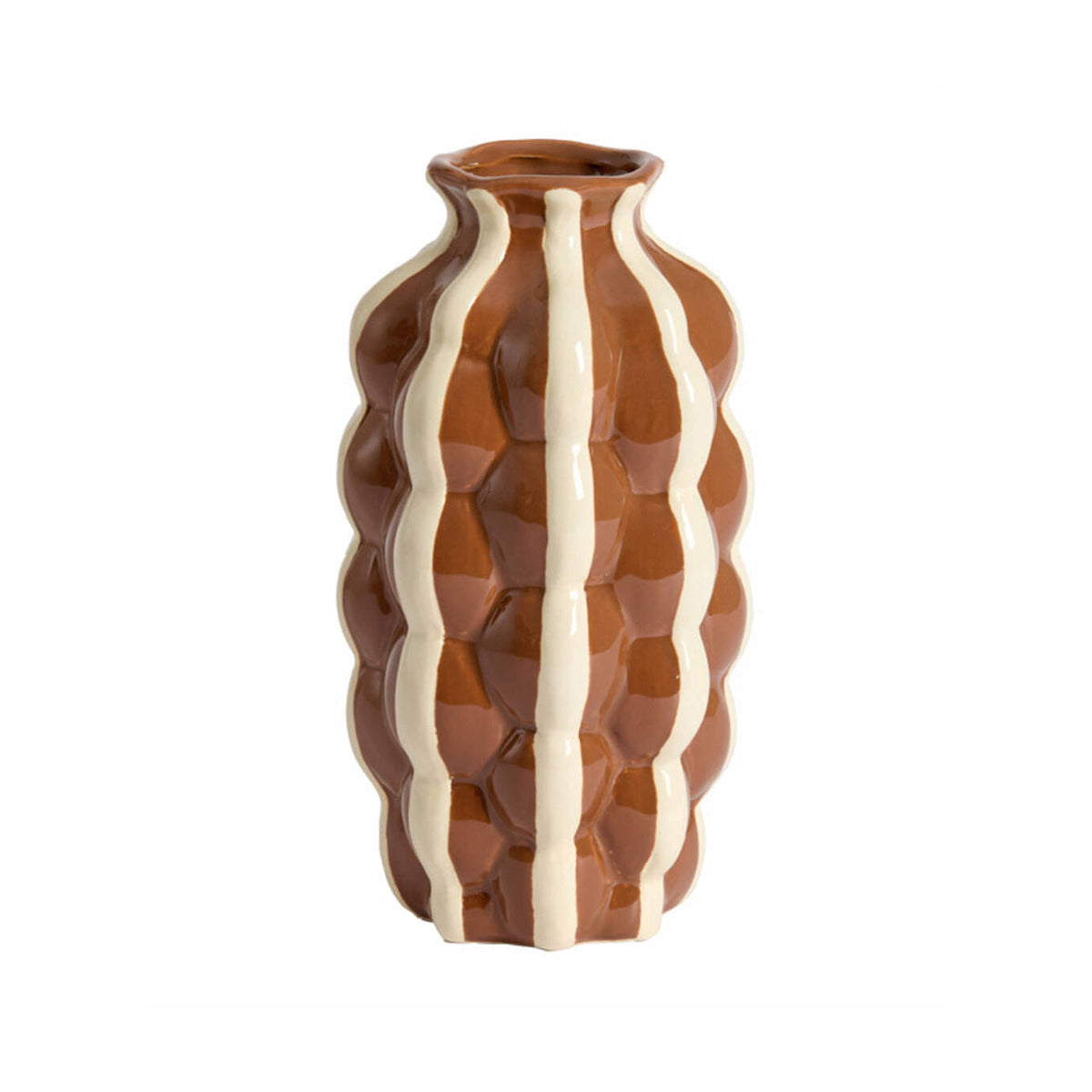 Zeneli Brown & Cream Wavy Ceramic Vase