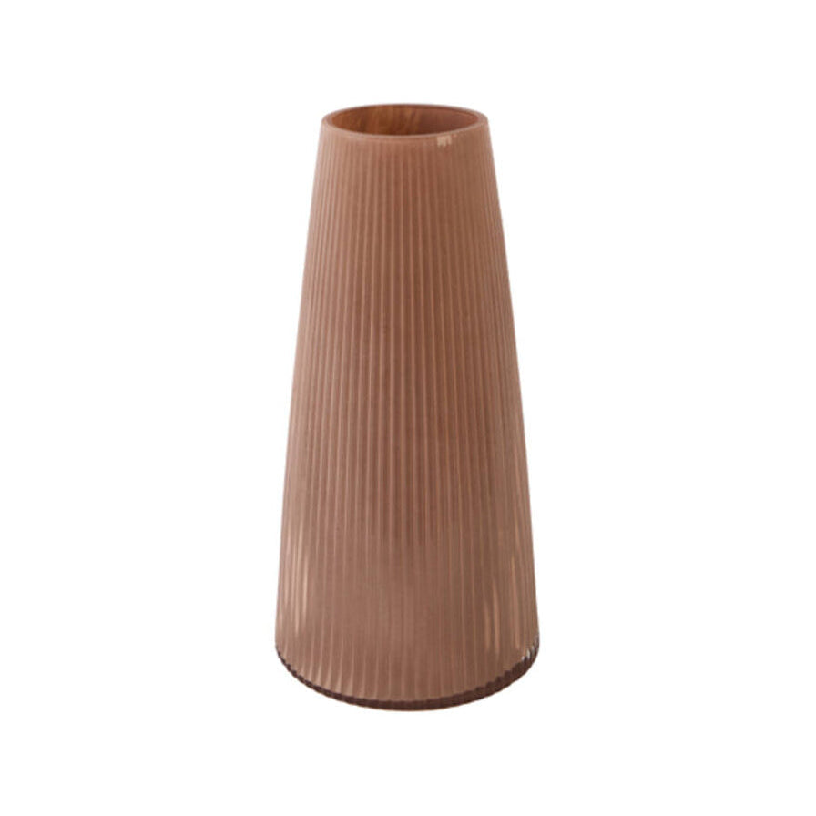 Farenzo Dusty Pink Ribbed Glass Vase