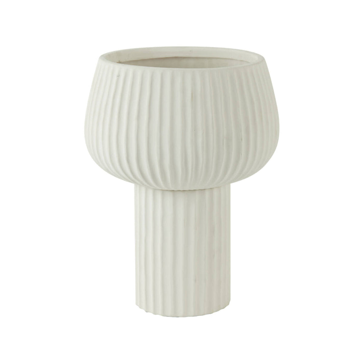 Feya Cream Ribbed Ceramic Vase
