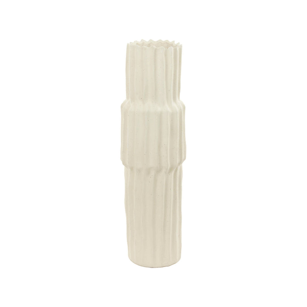 Longa Cream Ribbed Ceramic Vase 58cm