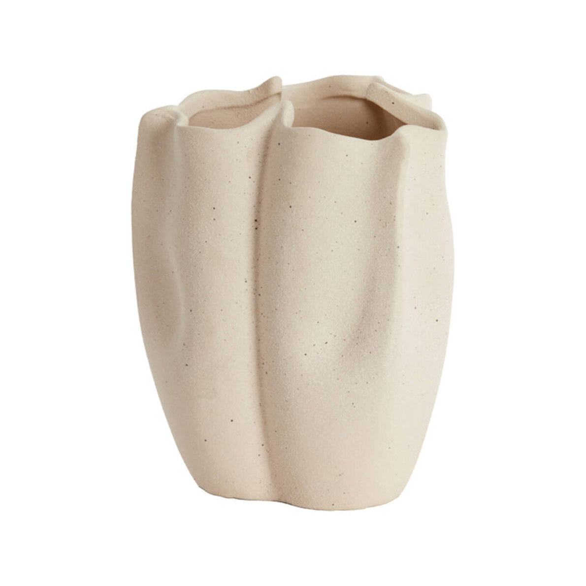 Sanguli Cream Fluted Ceramic Vase 19cm