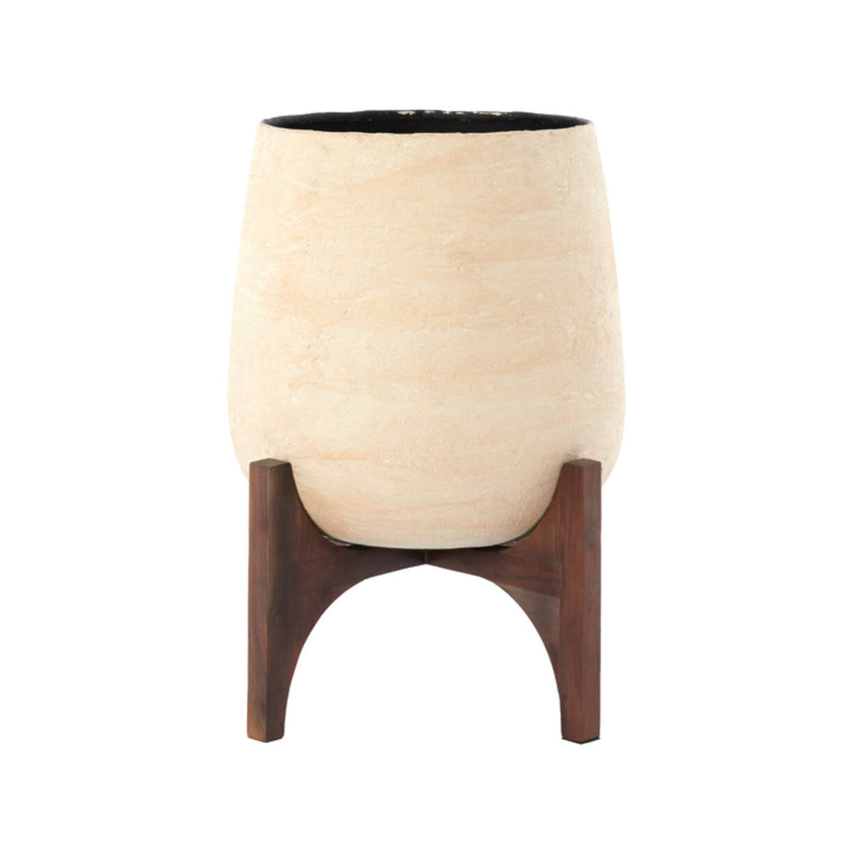 Karuna Wood & Beige Papier Mâché Decorative Planter on Stand 53cm