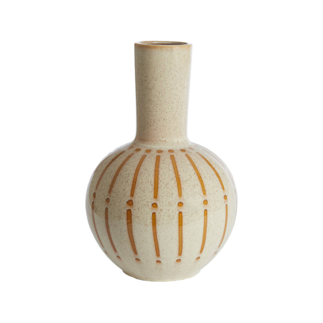 Ulloa Gloss Cream & Brown Ceramic Vase 52cm