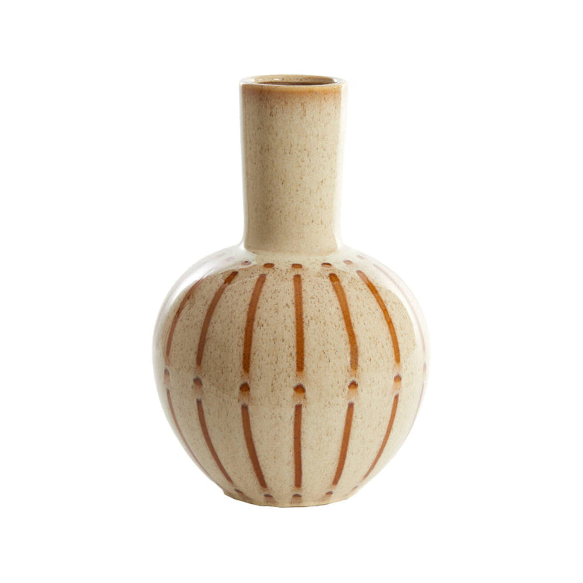 Ulloa Gloss Cream & Brown Ceramic Vase 42cm