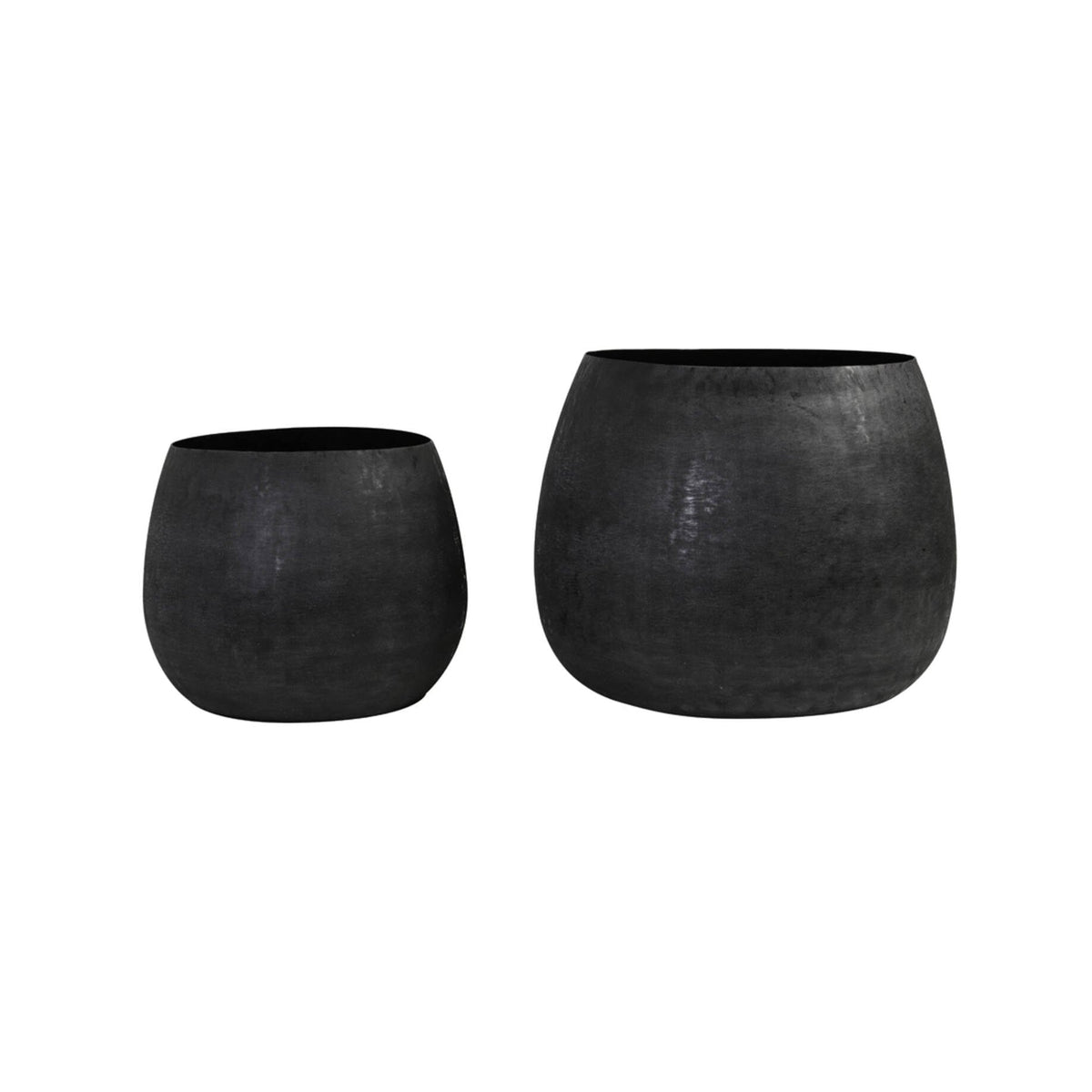 Genolu Set of 2 Matt Black Metal Decorative Planters