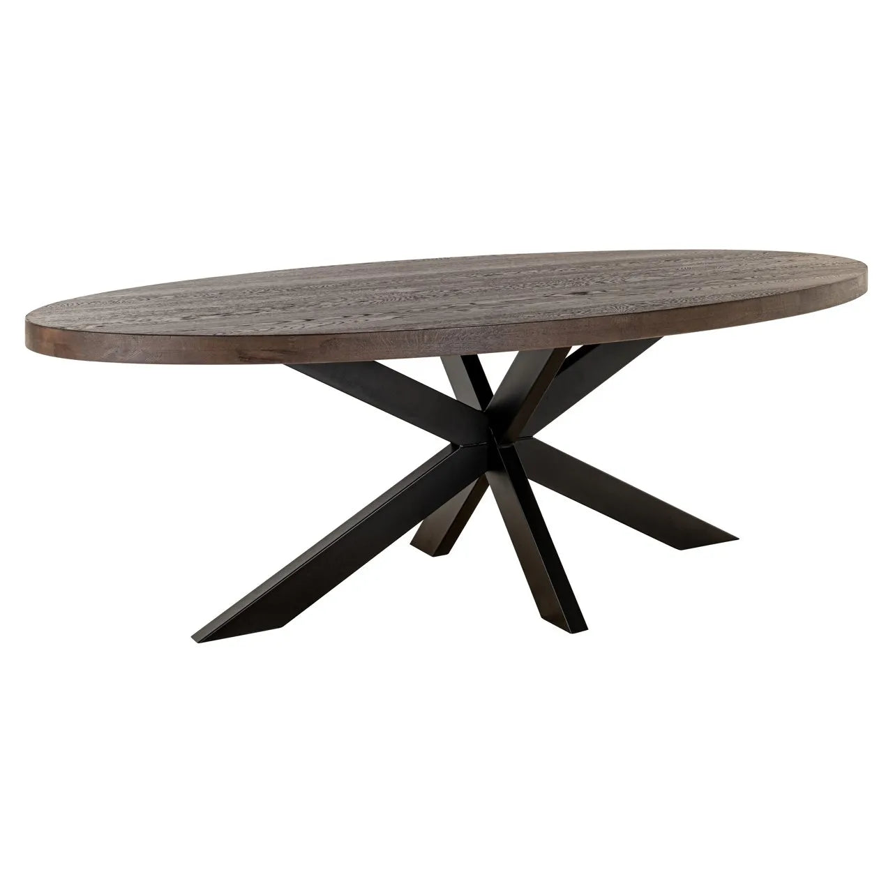 Richmond Interiors Watson Dark Brown Oak Wood Oval Dining Table 235cm