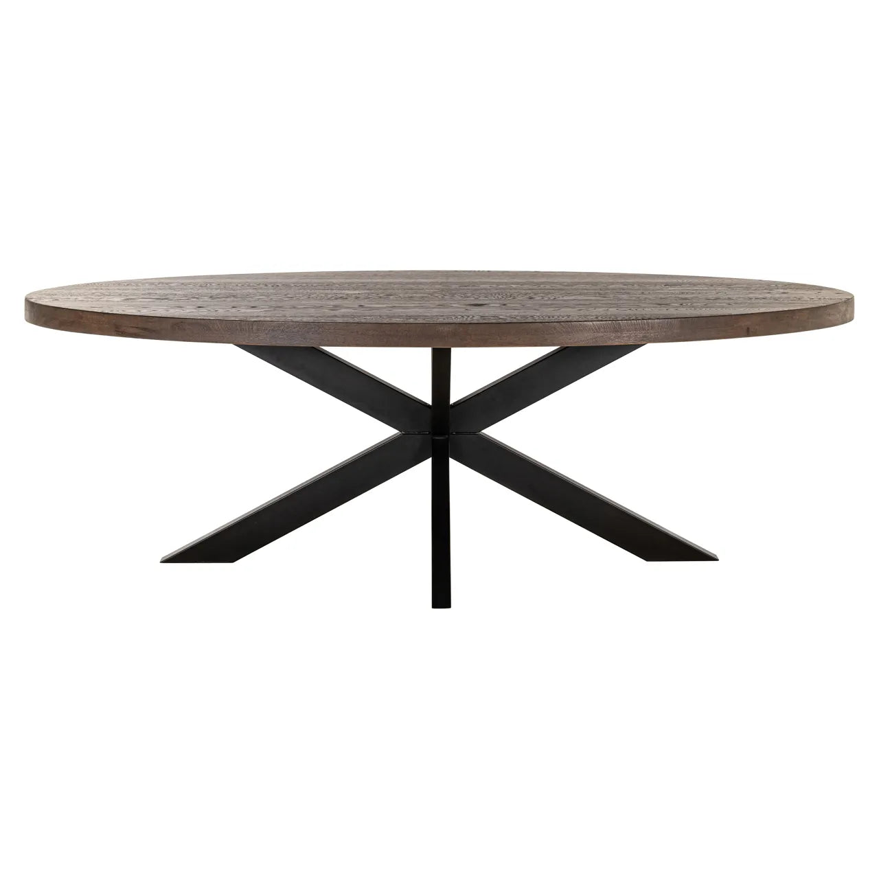 Richmond Interiors Watson Dark Brown Oak Wood Oval Dining Table 235cm