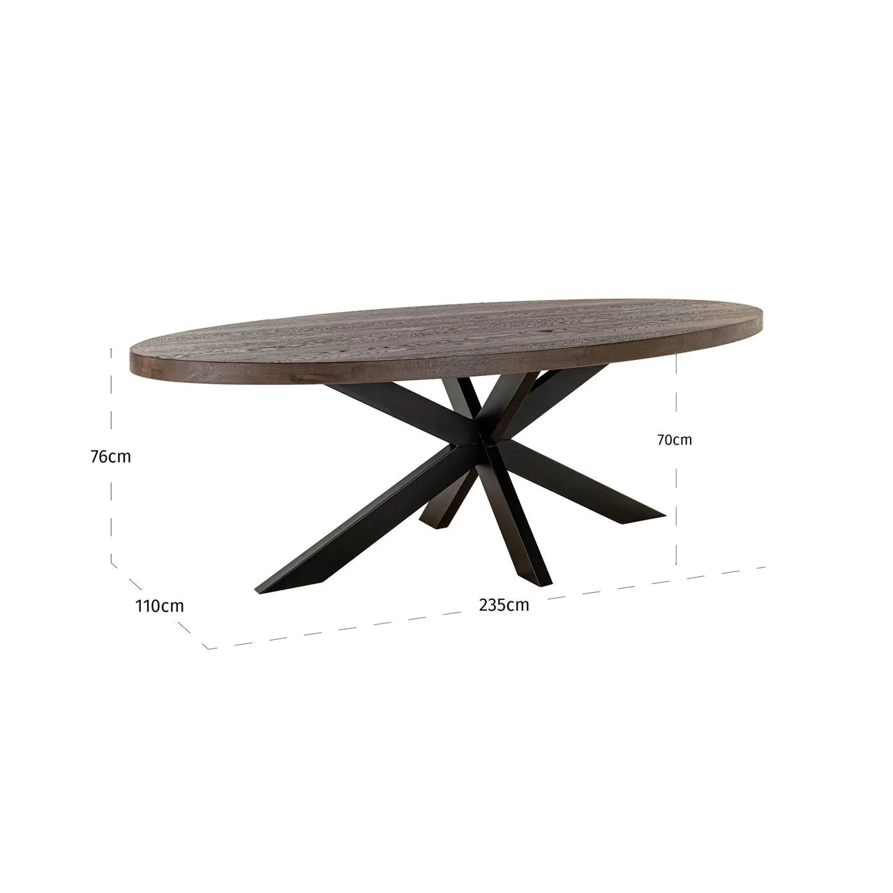 Richmond Interiors Watson Dark Brown Oak Wood Oval Dining Table 235cm