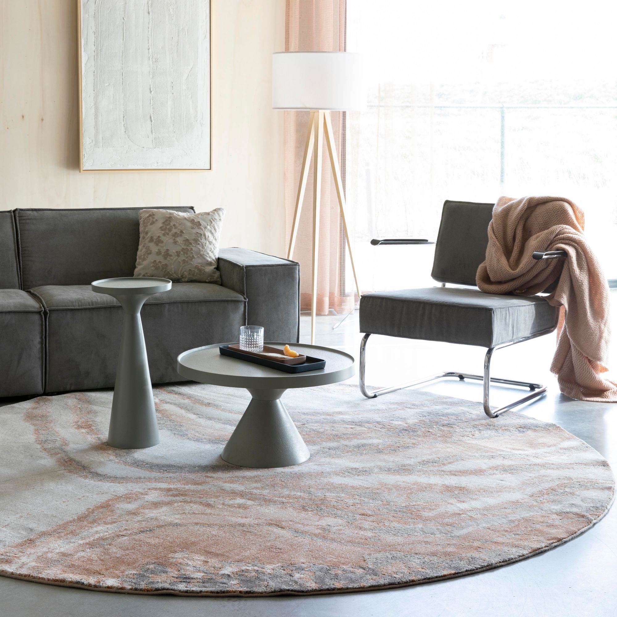 Zuiver Solar Grey/Terra Round Rug 200cm