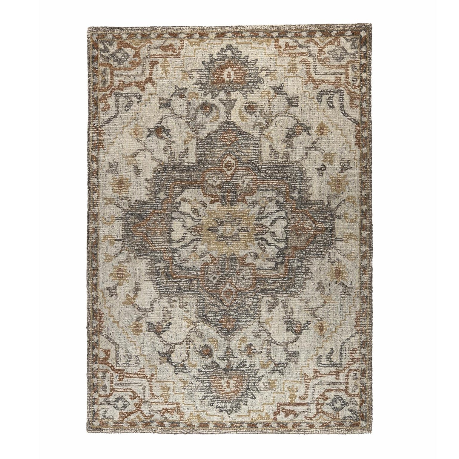 Dutchbone Amori Grey/Brick Wool Rug 160 x 230 cm