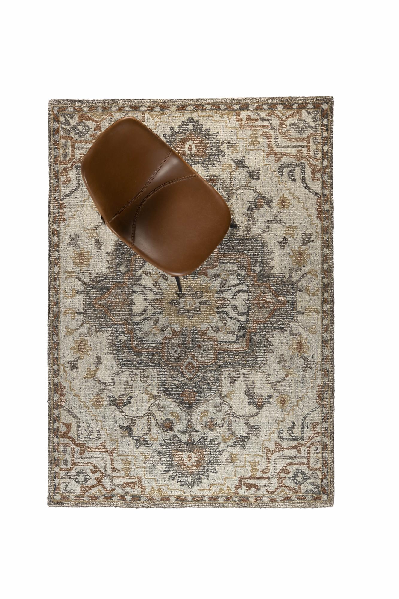 Dutchbone Amori Grey/Brick Wool Rug 160 x 230 cm