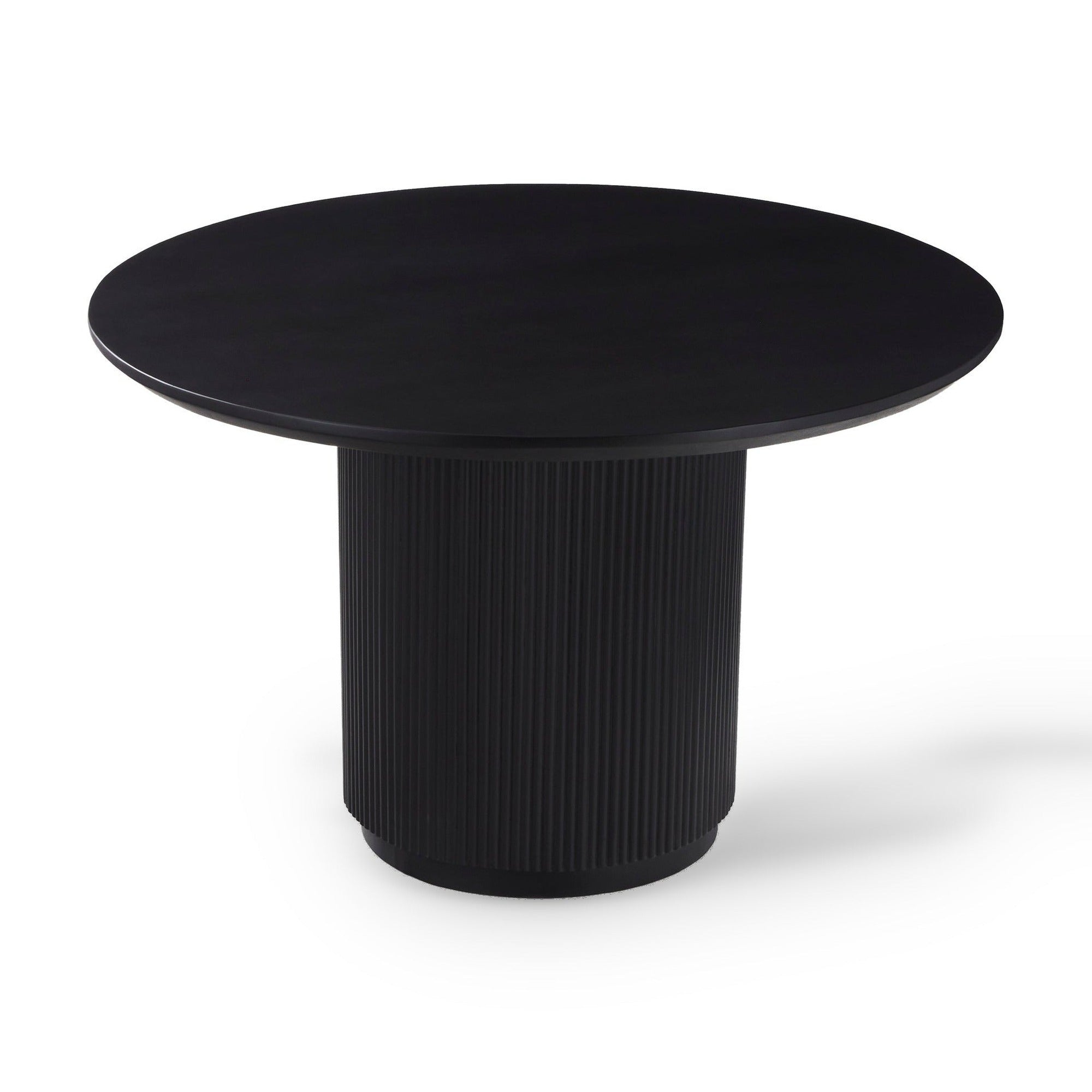 Black Table Ribbed Hudson Black Ribbed Mango Wood Round Dining Table