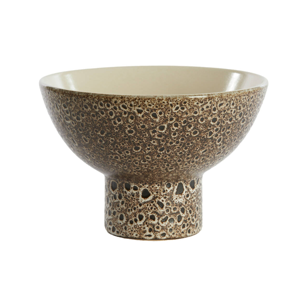 Kavala Cream Ceramic & Black Decorative Bowl on Stand 31.5cm