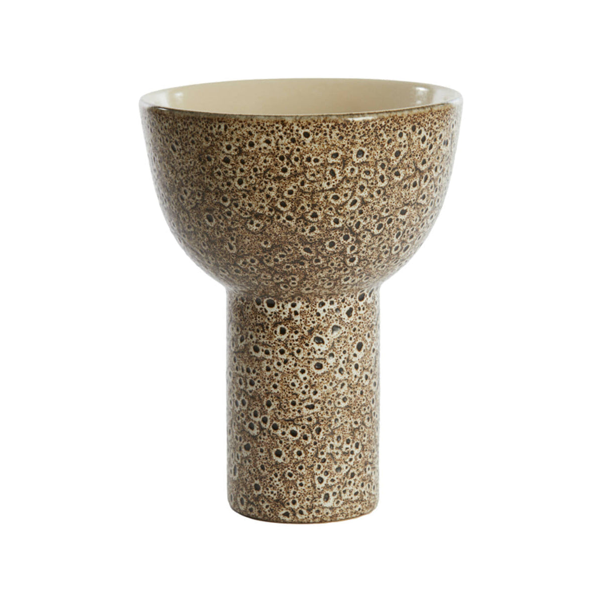 Kavala Cream Ceramic & Black Decorative Bowl on Stand 25.5cm