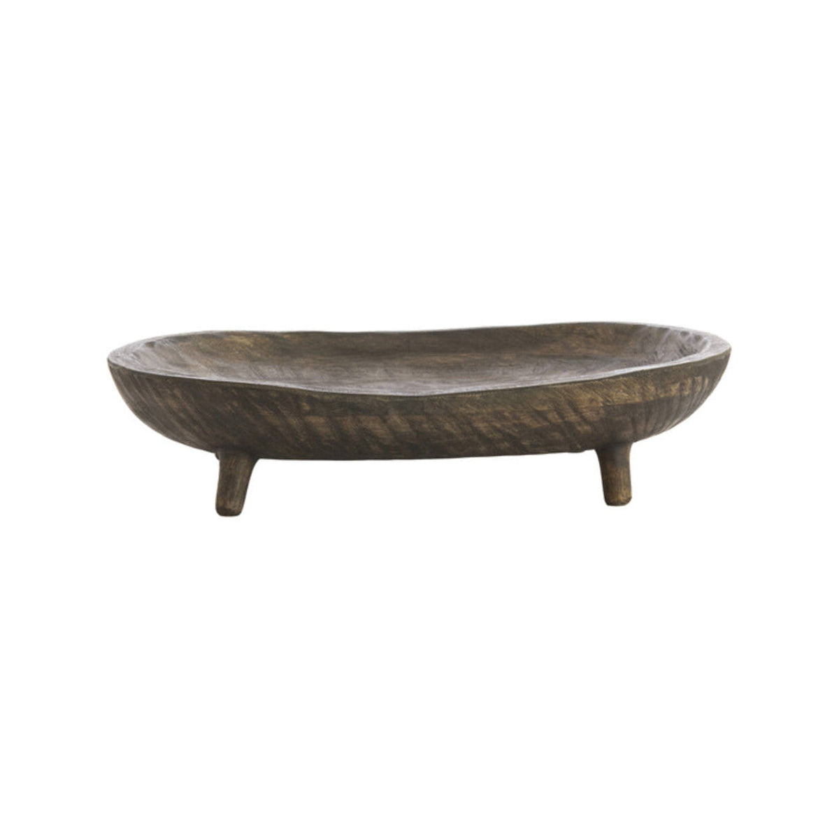 Aila Antique Brown Mango Wood Decorative Bowl on Stand 45cm
