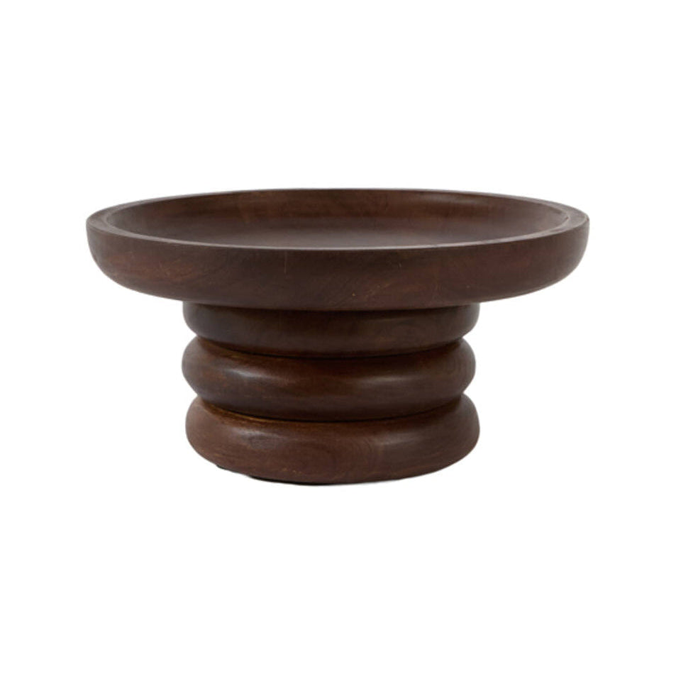 Adro Russet Wood Decorative Bowl on Stand 32cm
