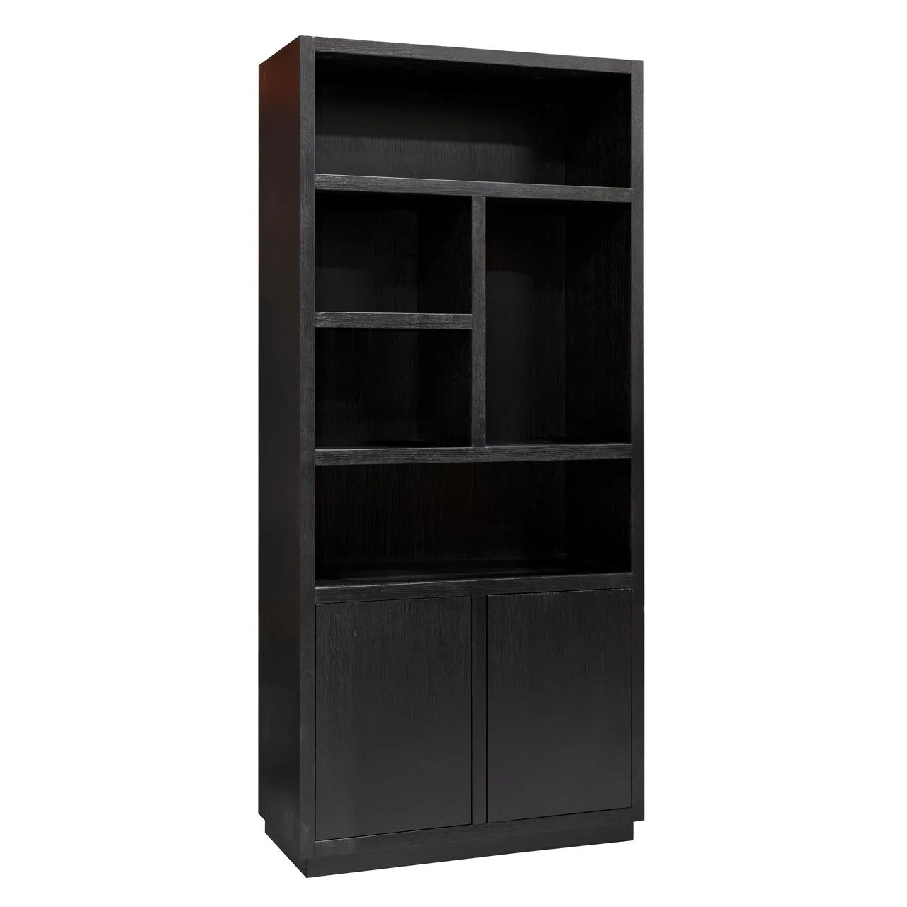 Richmond Interiors Oakura Black Oak Wood Open Display Unit | 2 Doors