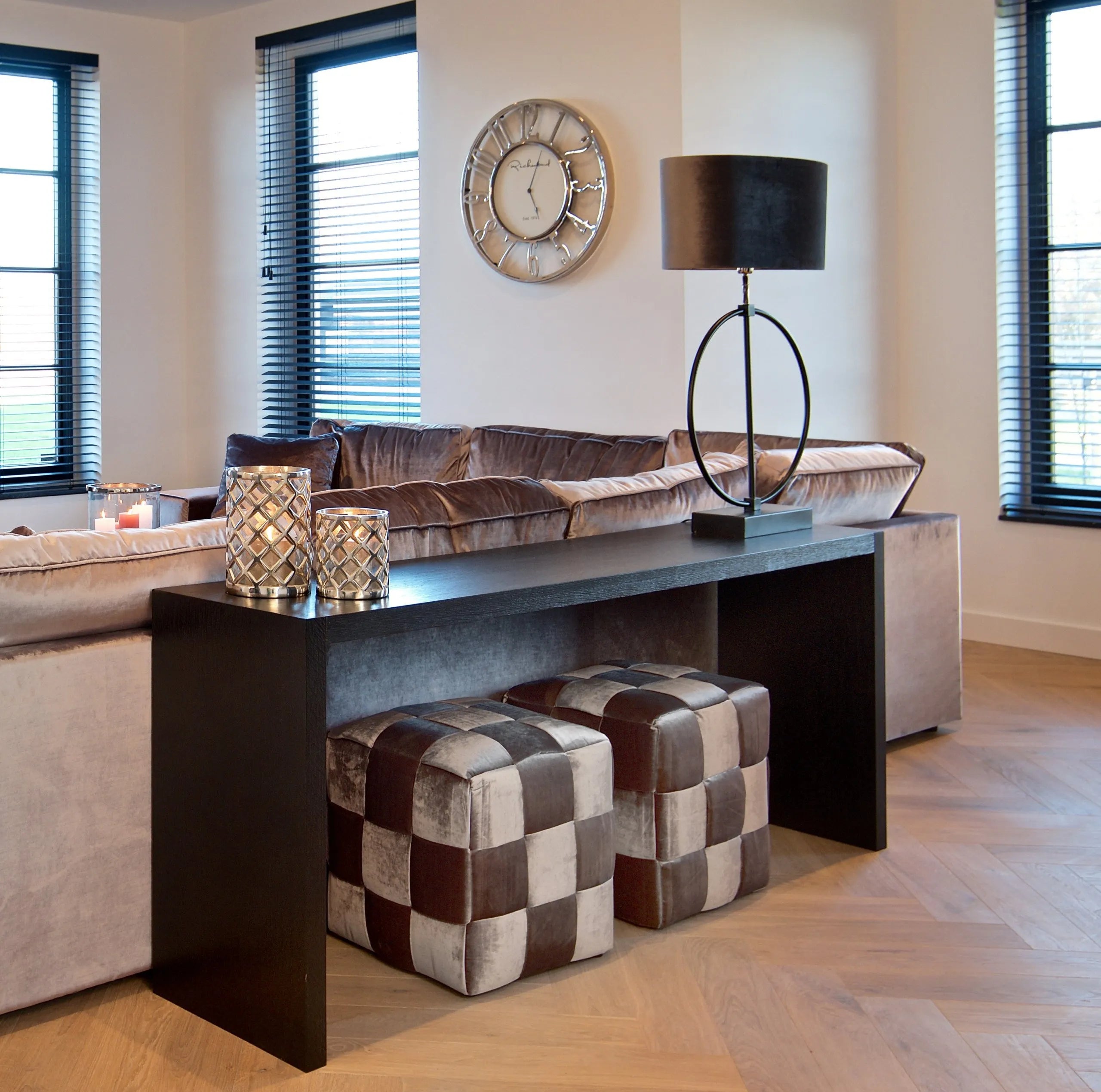 Richmond Interiors Oakura Black Oak Wood Console Table