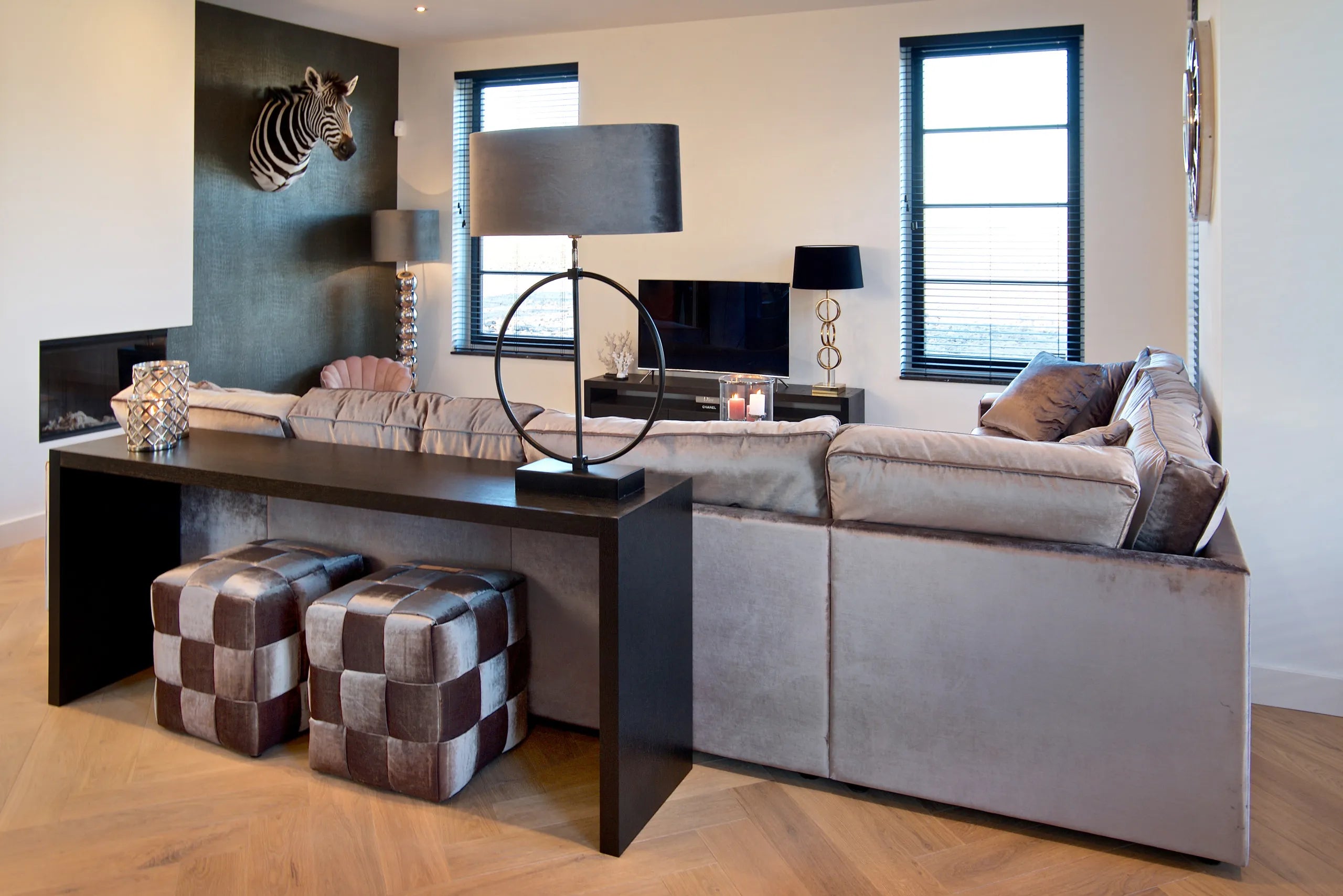 Richmond Interiors Oakura Black Oak Wood Console Table