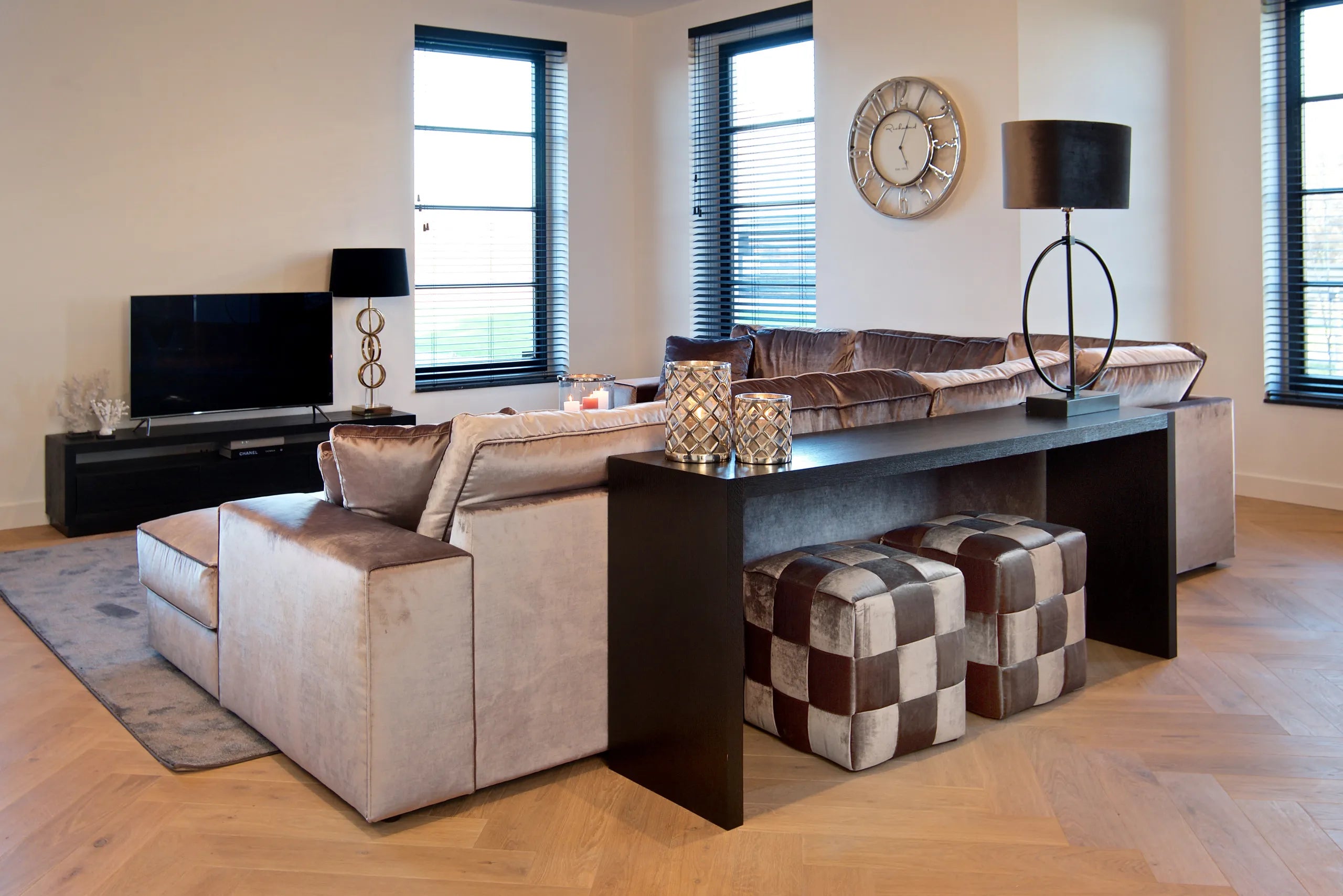 Richmond Interiors Oakura Black Oak Wood Console Table