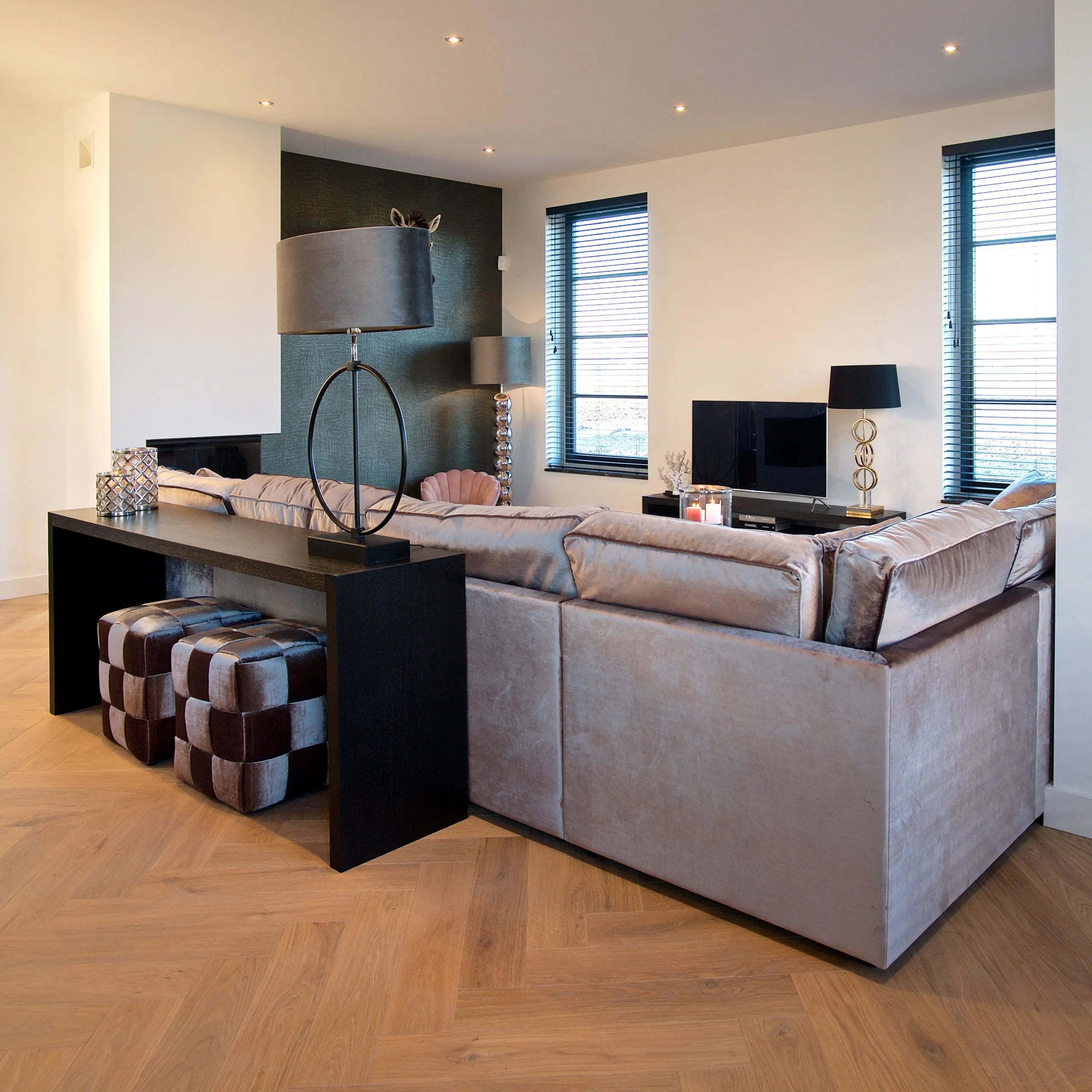 Richmond Interiors Oakura Black Oak Wood Console Table