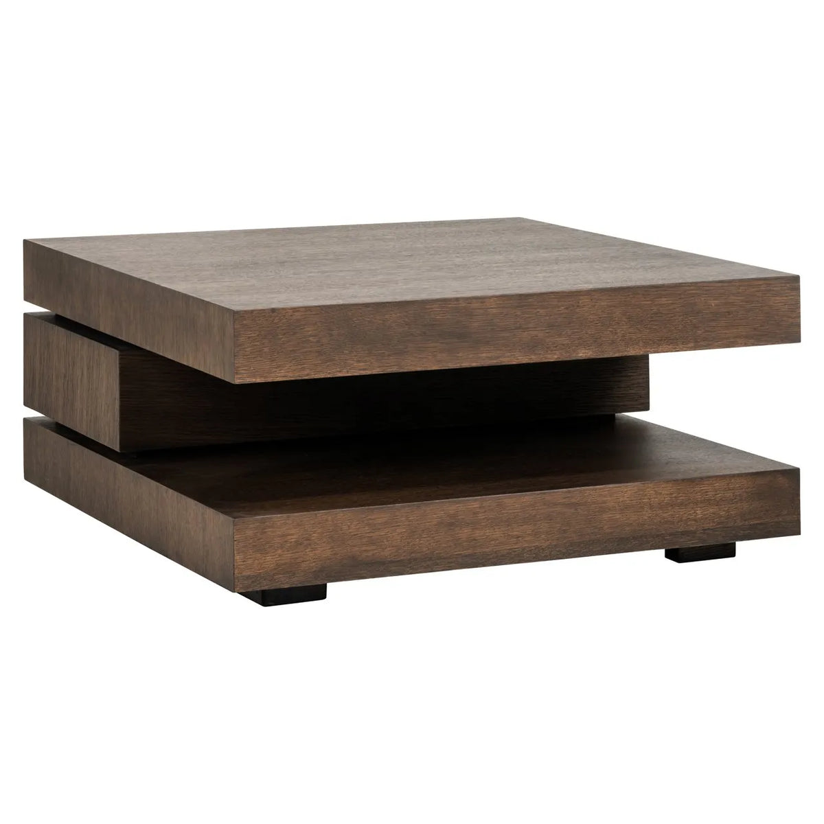 Richmond Interiors Oakura Brown Oak Wood Square Coffee Table C Block