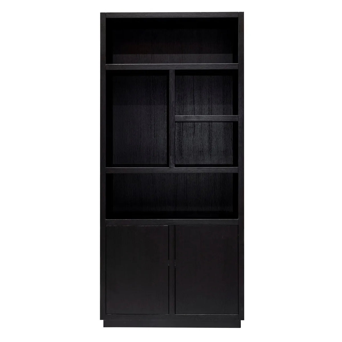 Richmond Interiors Oakura Black Oak Wood Open Display Unit | 2 Doors