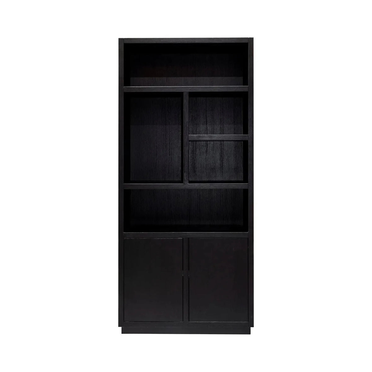 Richmond Interiors Oakura Black Oak Wood Open Display Unit | 2 Doors