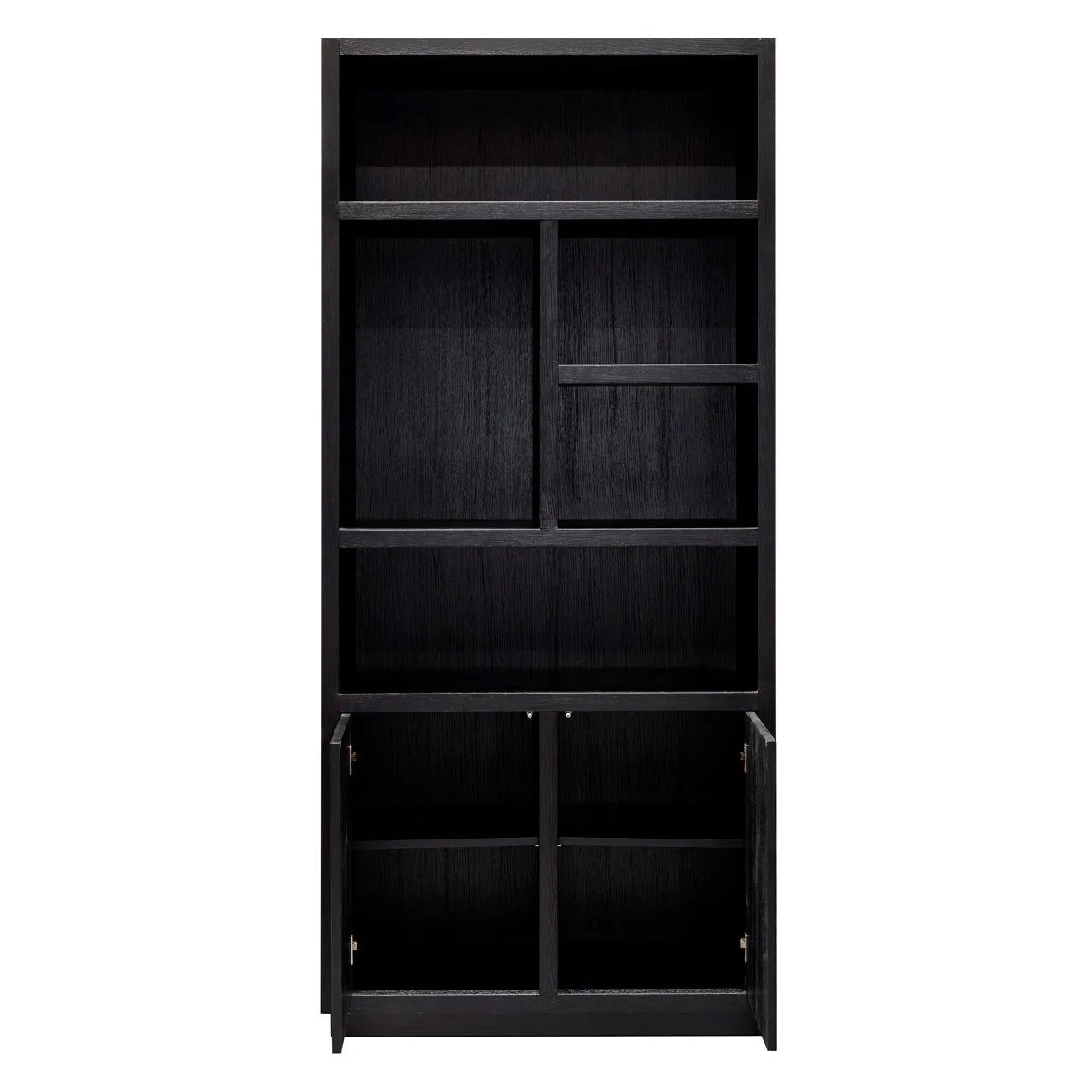 Richmond Interiors Oakura Black Oak Wood Open Display Unit | 2 Doors