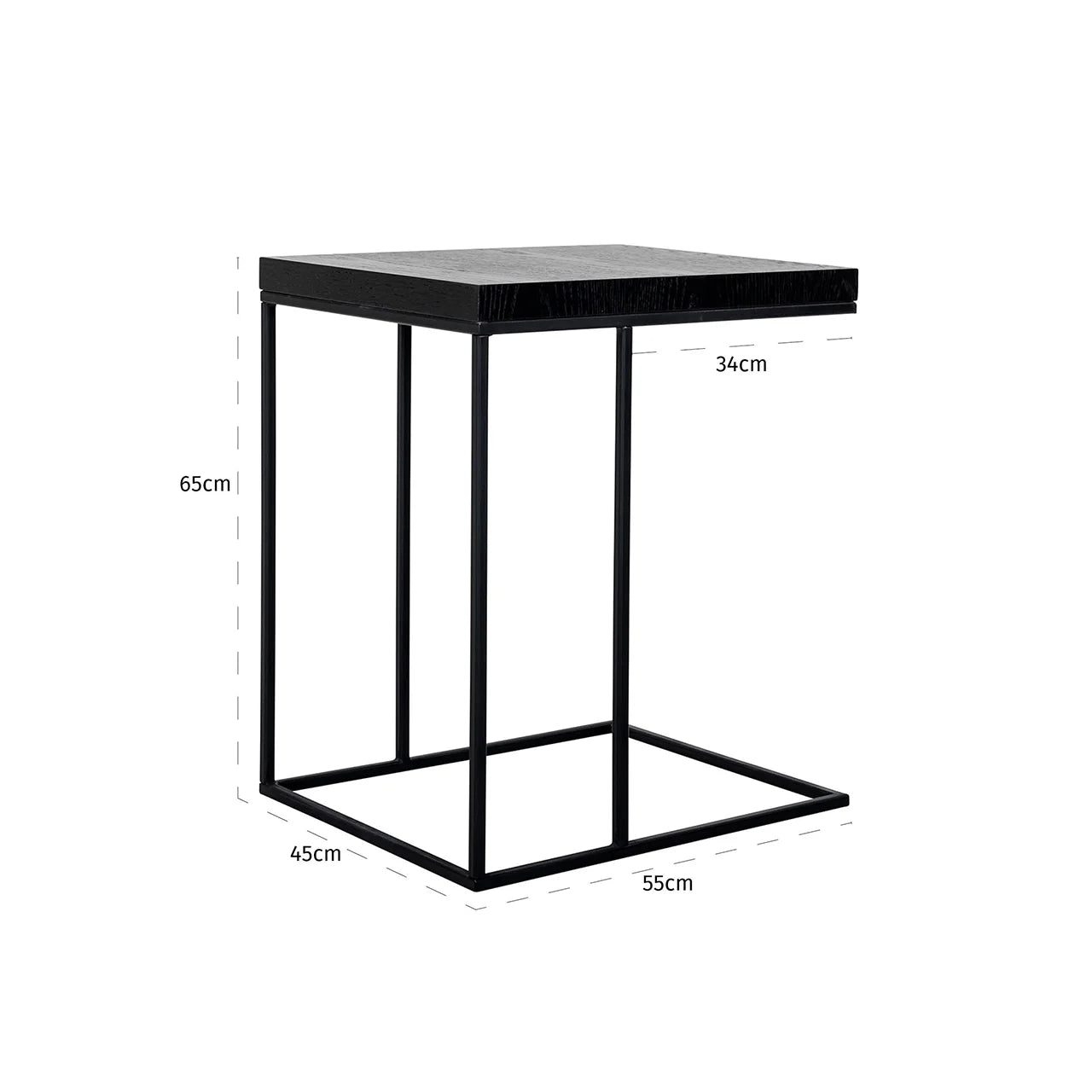 Richmond Interiors Oakura Black Oak Wood Square Side Table