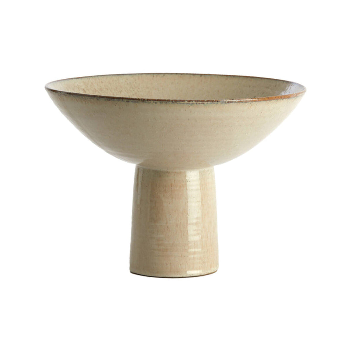 Vasco Gloss Beige Ceramic Decorative Bowl on Stand
