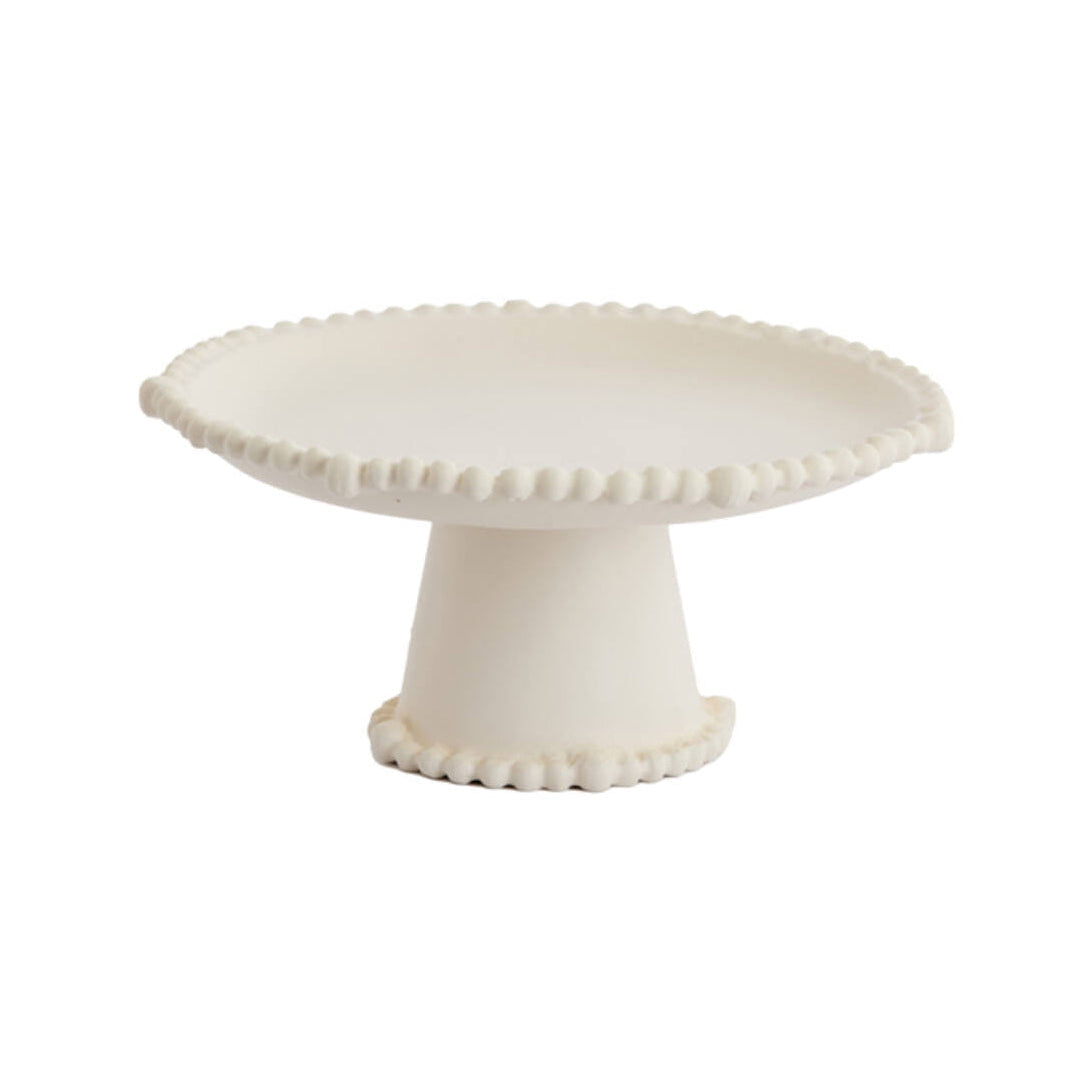 Oto Cream Metal Decorative Bowl on Stand 25.5cm
