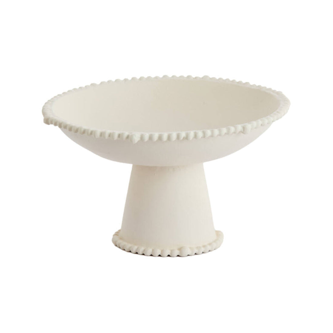 Oto Cream Metal Decorative Bowl on Stand 30.5cm