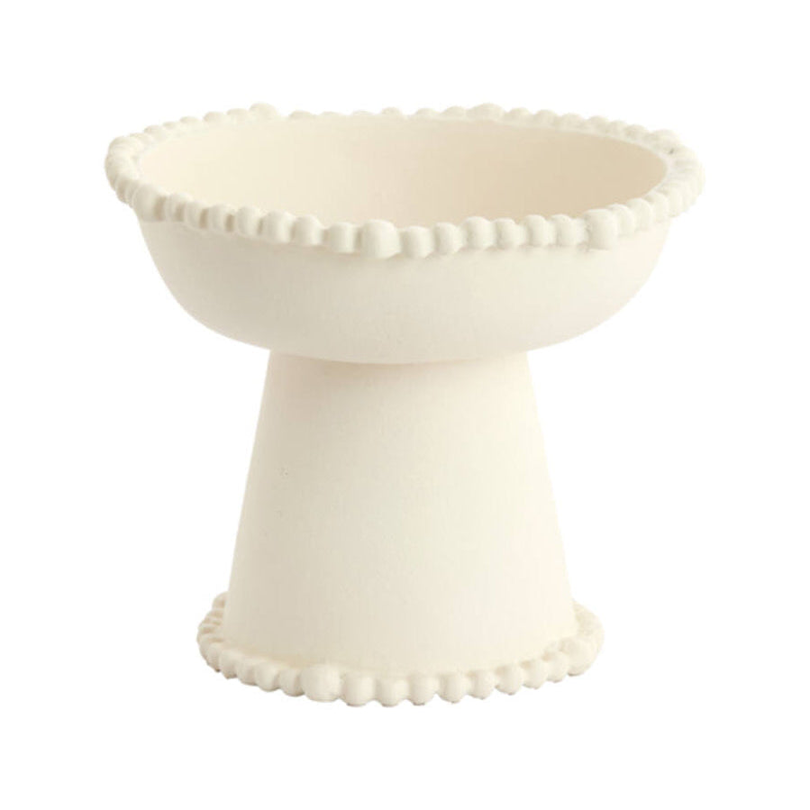 Oto Cream Metal Decorative Bowl on Stand 20.5cm