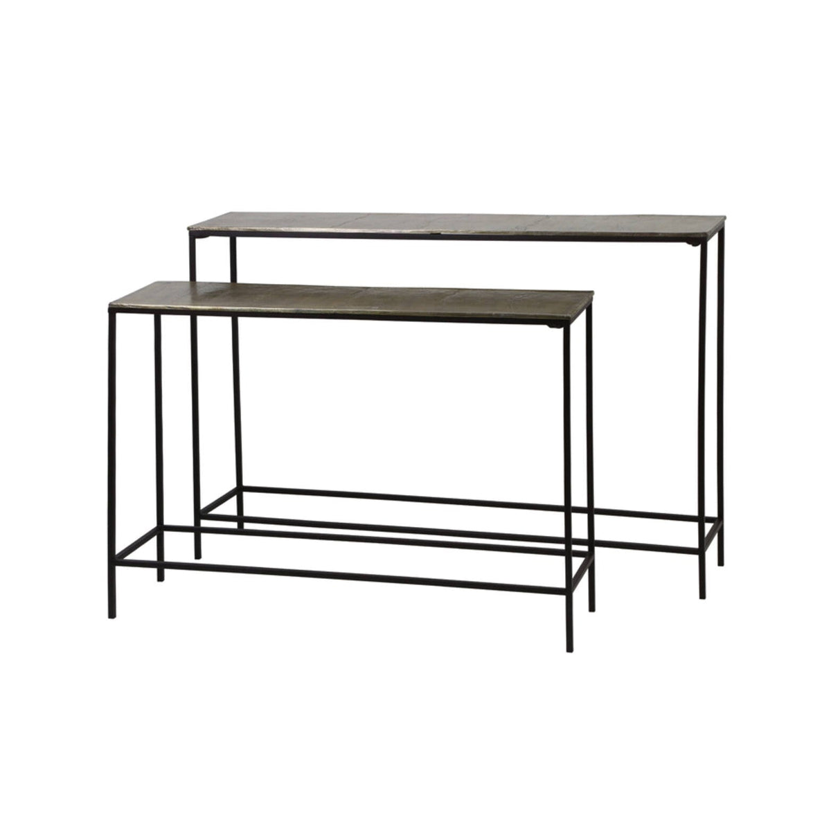 Hartsville Set of 2 Dark Brown Bronze Metal Console Tables