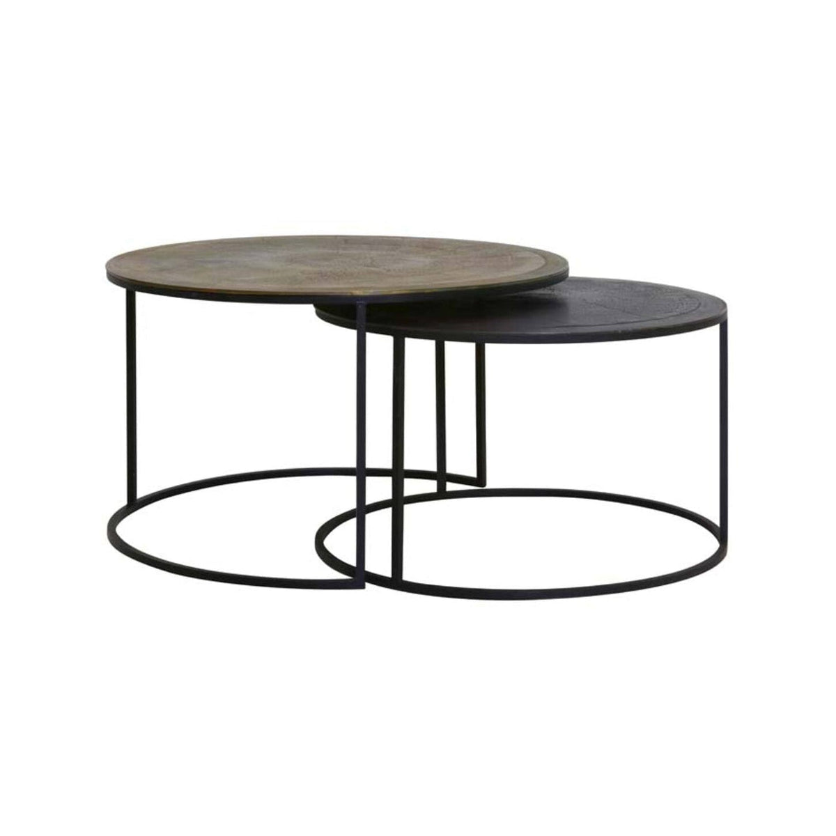 Talca Set of 2 Antique Copper & Bronze Coffee Tables Nest