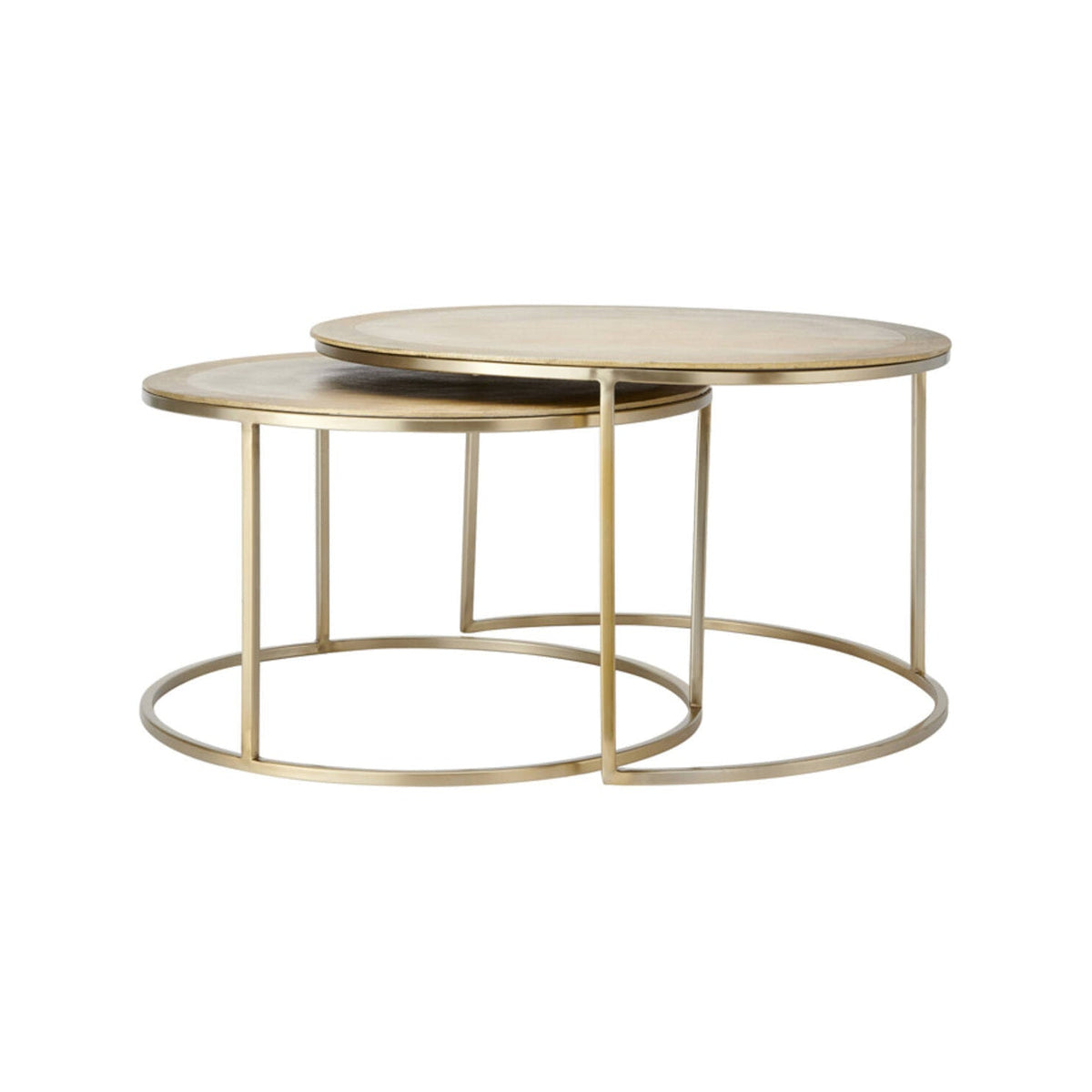 Talca Set of 2 Light Gold Metal Round Coffee Tables Nest