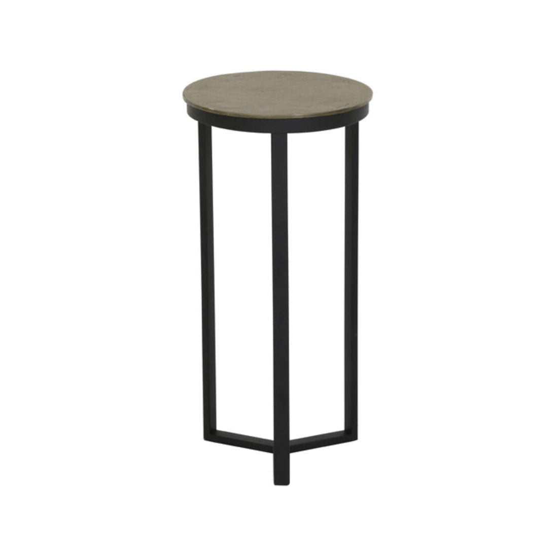 Retiro Matt Black & Raw Antique Bronze Metal Plinth Side Table 60.5cm