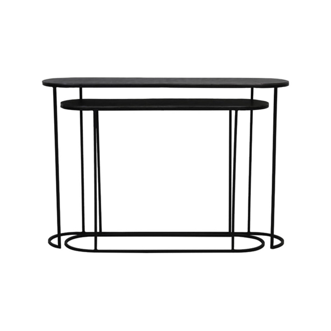 Bocov Set of 2 Antique Lead/Black Metal Console Tables