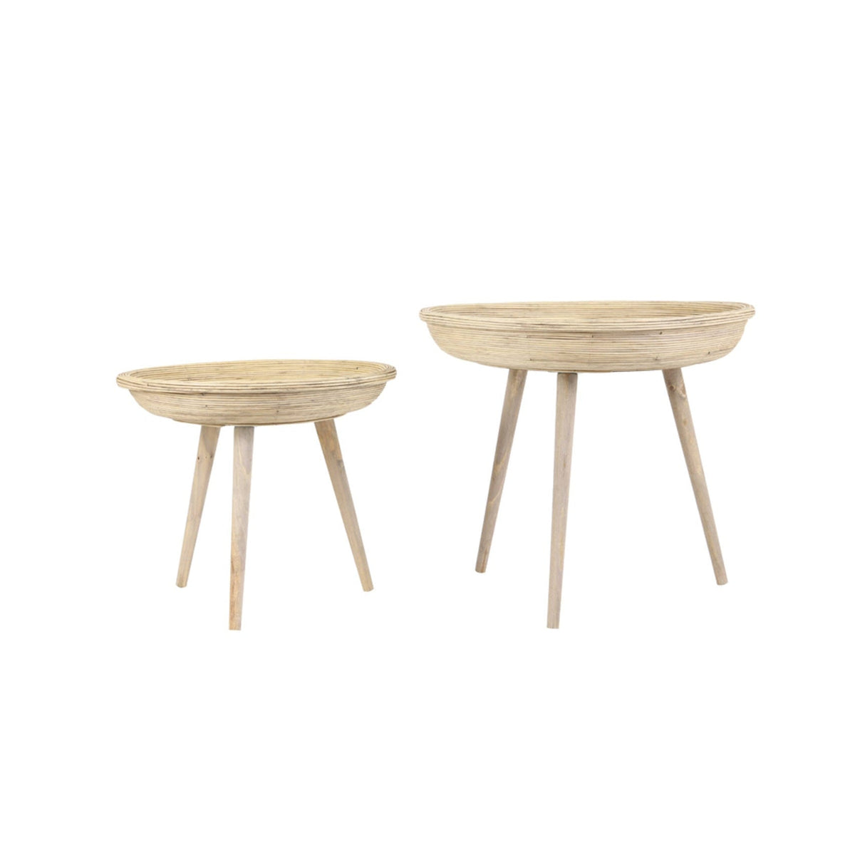 Colon Set of 2 Natural Rattan Round Side Tables