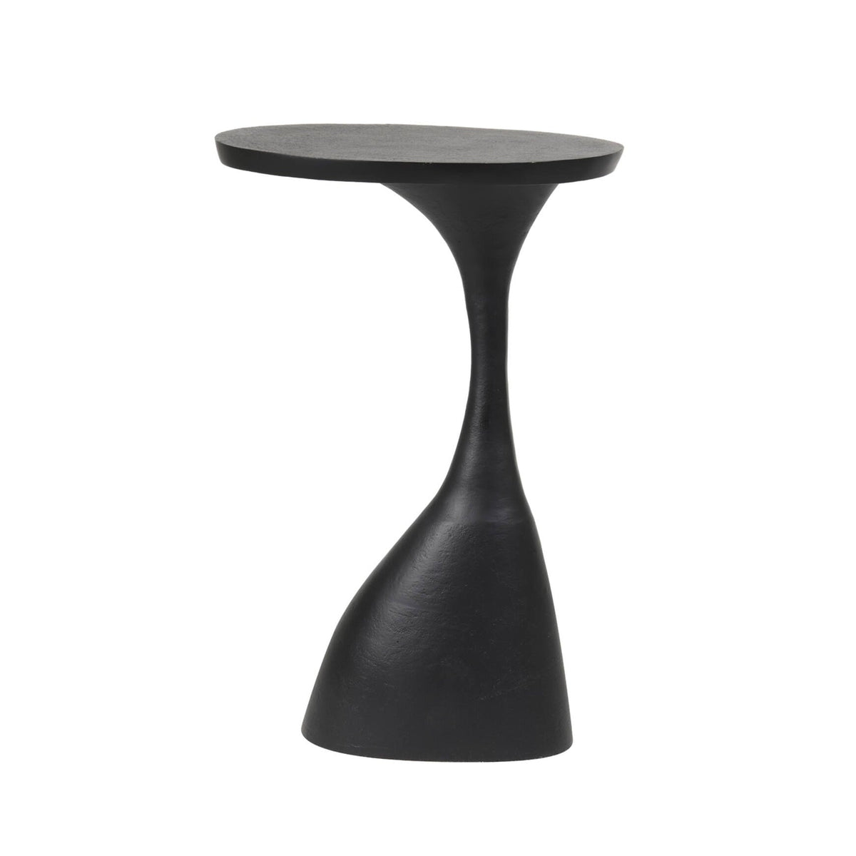 Macau Matt Black Sculptural Metal Oval Side Table 61cm