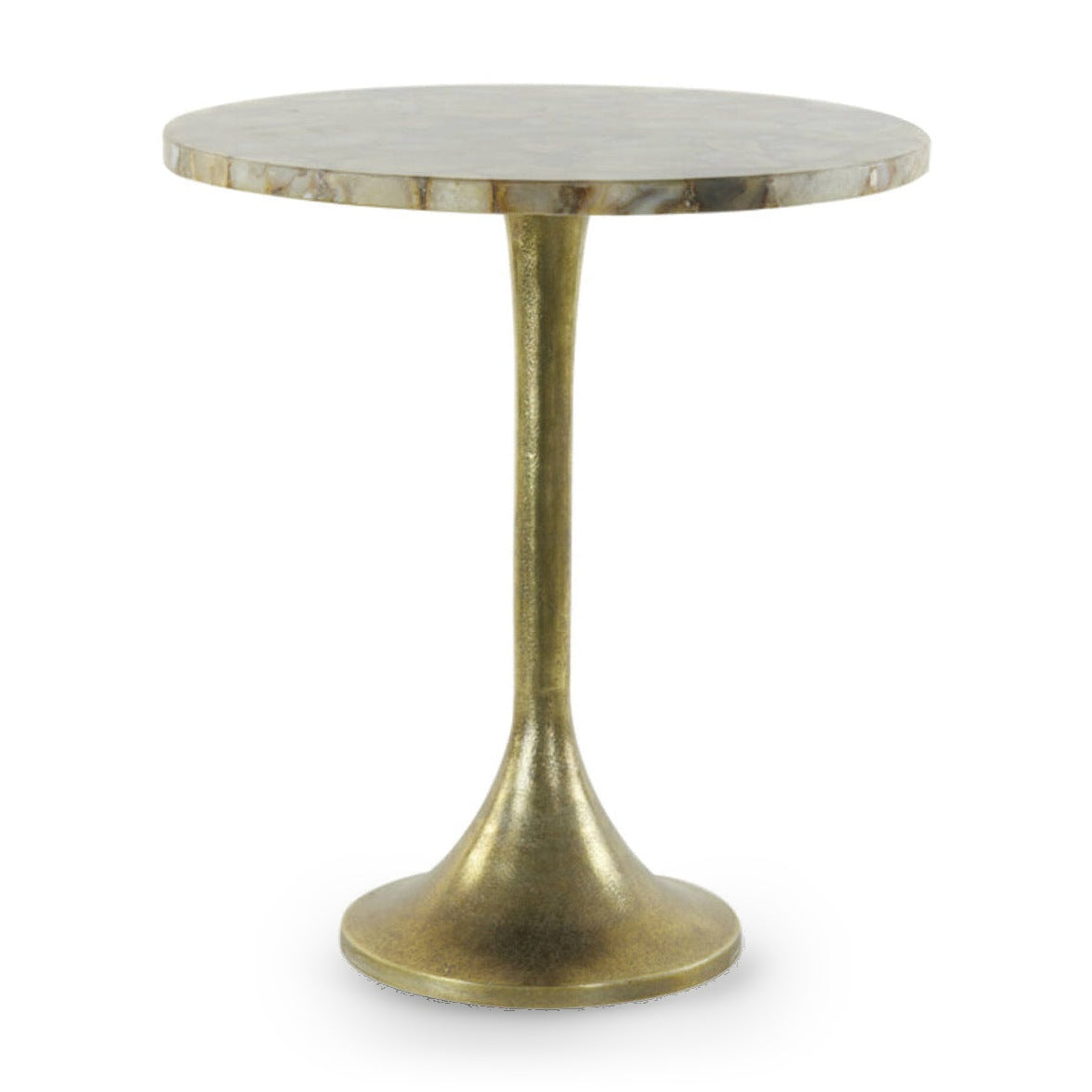 Rickerd Yellow Agate & Antique Bronze Round Side Table 53cm