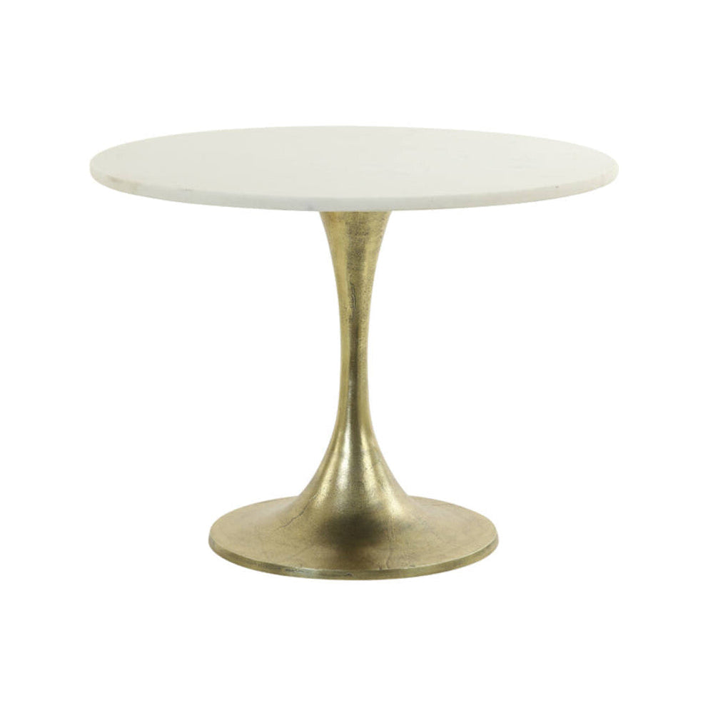 Rickerd White Marble & Antique Bronze Round Side Table 41cm