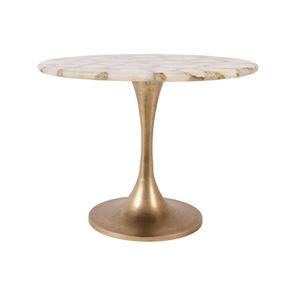 Rickerd White Agate & Antique Bronze Round Side Table 41cm