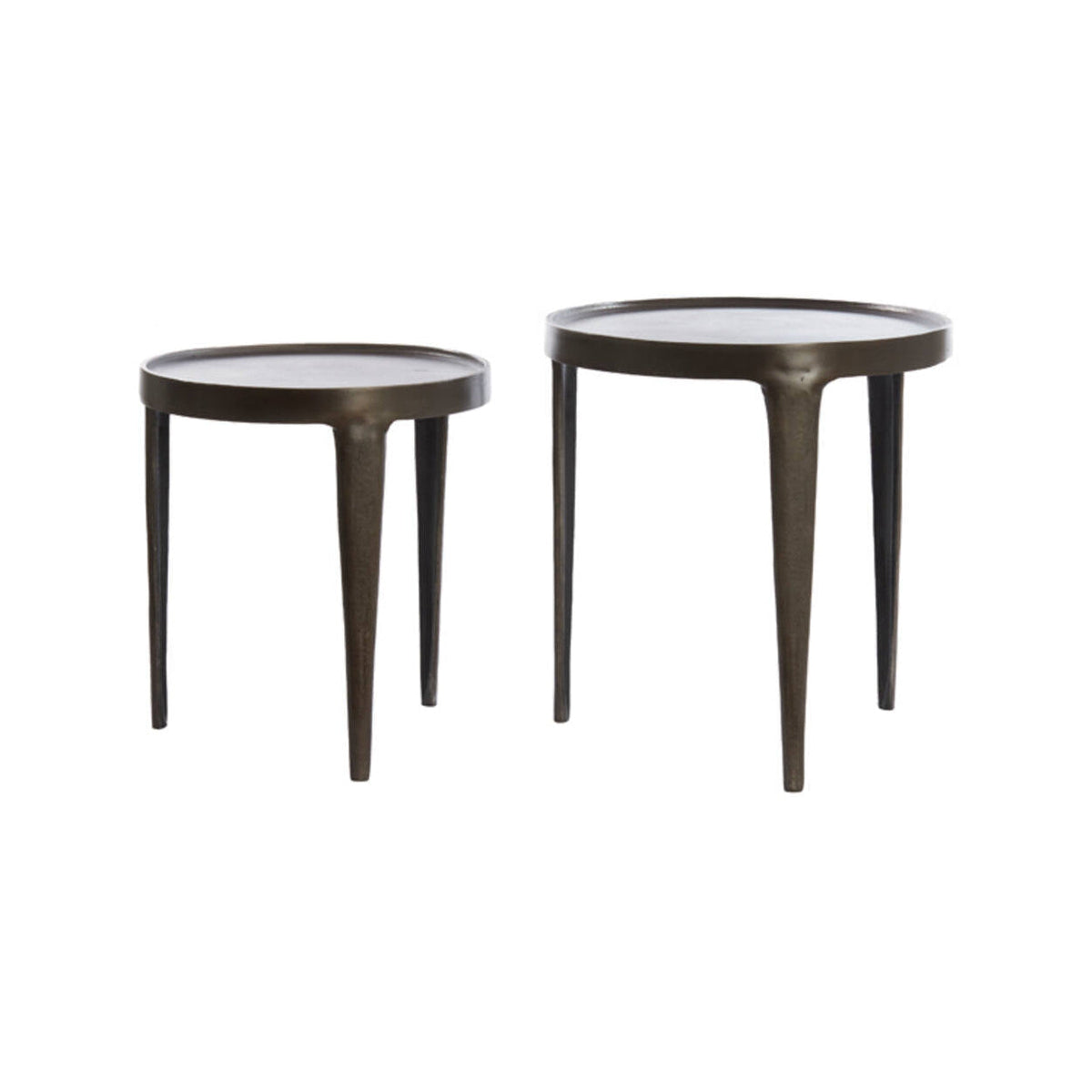 Tobias Set of 2 Dark Brown Metal Round Side Tables