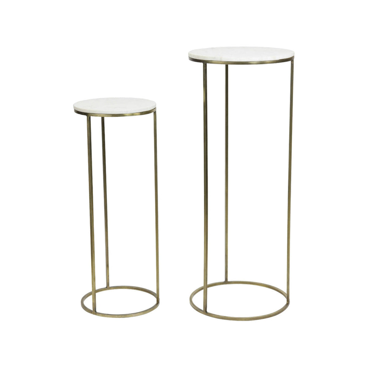 Ricardo Set of 2 White Marble & Antique Bronze Plinths