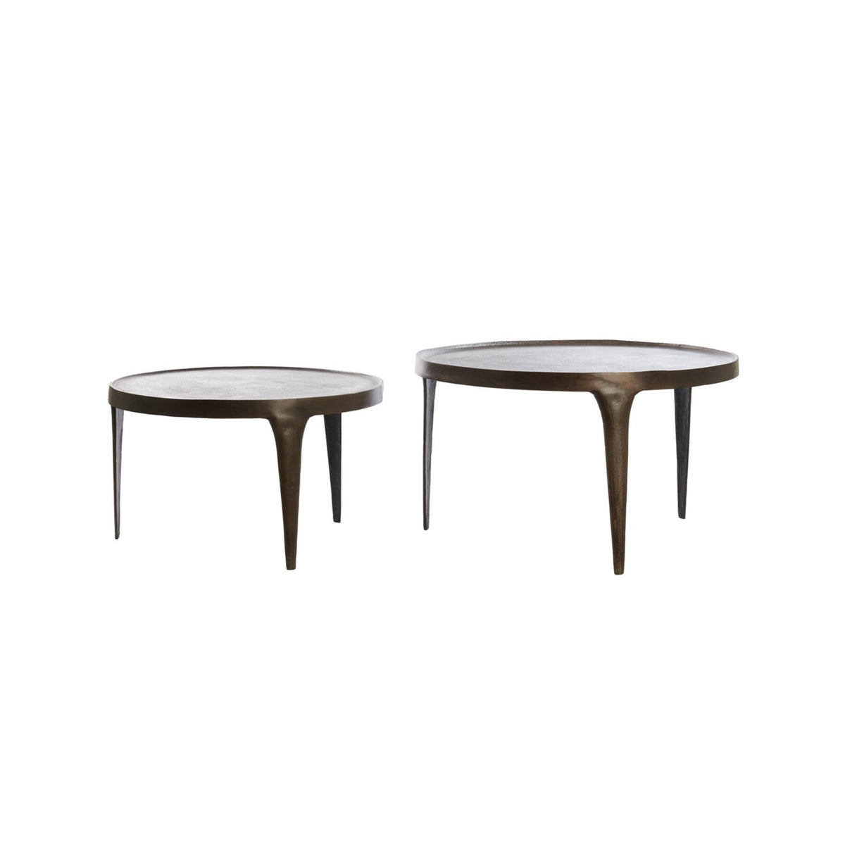 Tobias Set of 2 Dark Brown Metal Round Coffee Tables
